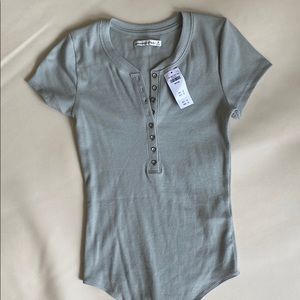 NWT Abercrombie Mint Green Henley Body Suit Medium